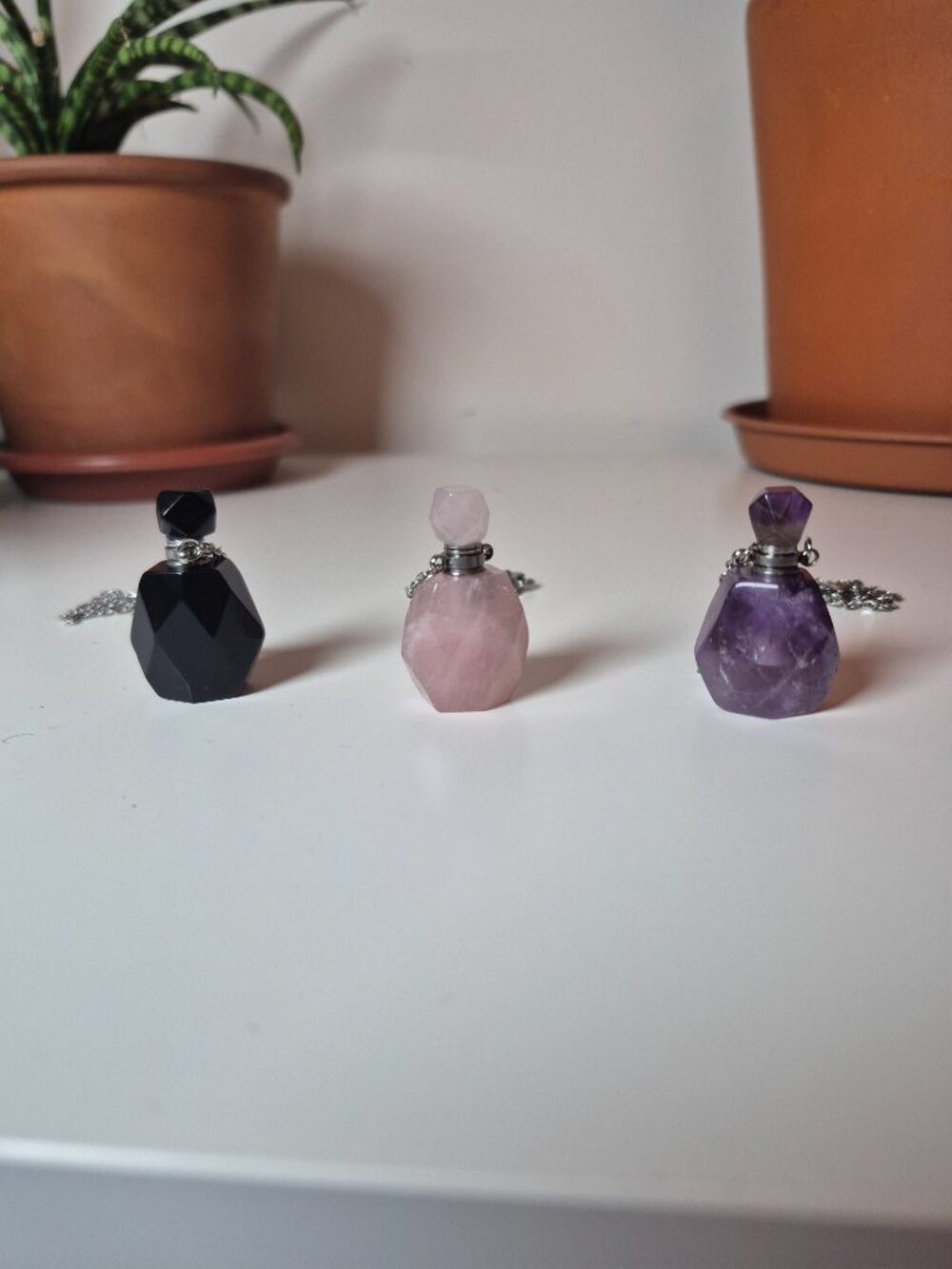 Gemstone Perfume Necklace, Single (Various Gemstones)